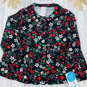 #NWT Carter’s black button up flower blouse